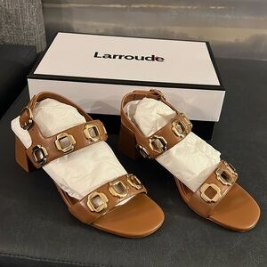 Larroude Milan Block Heel, Brand New, Caramel, Size 8
